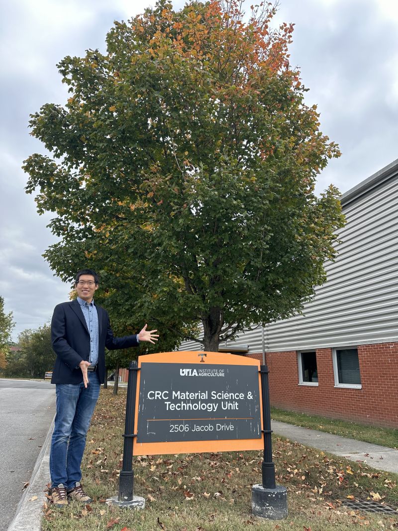 Dr. Lu Wang near the Center for Renewable Resources