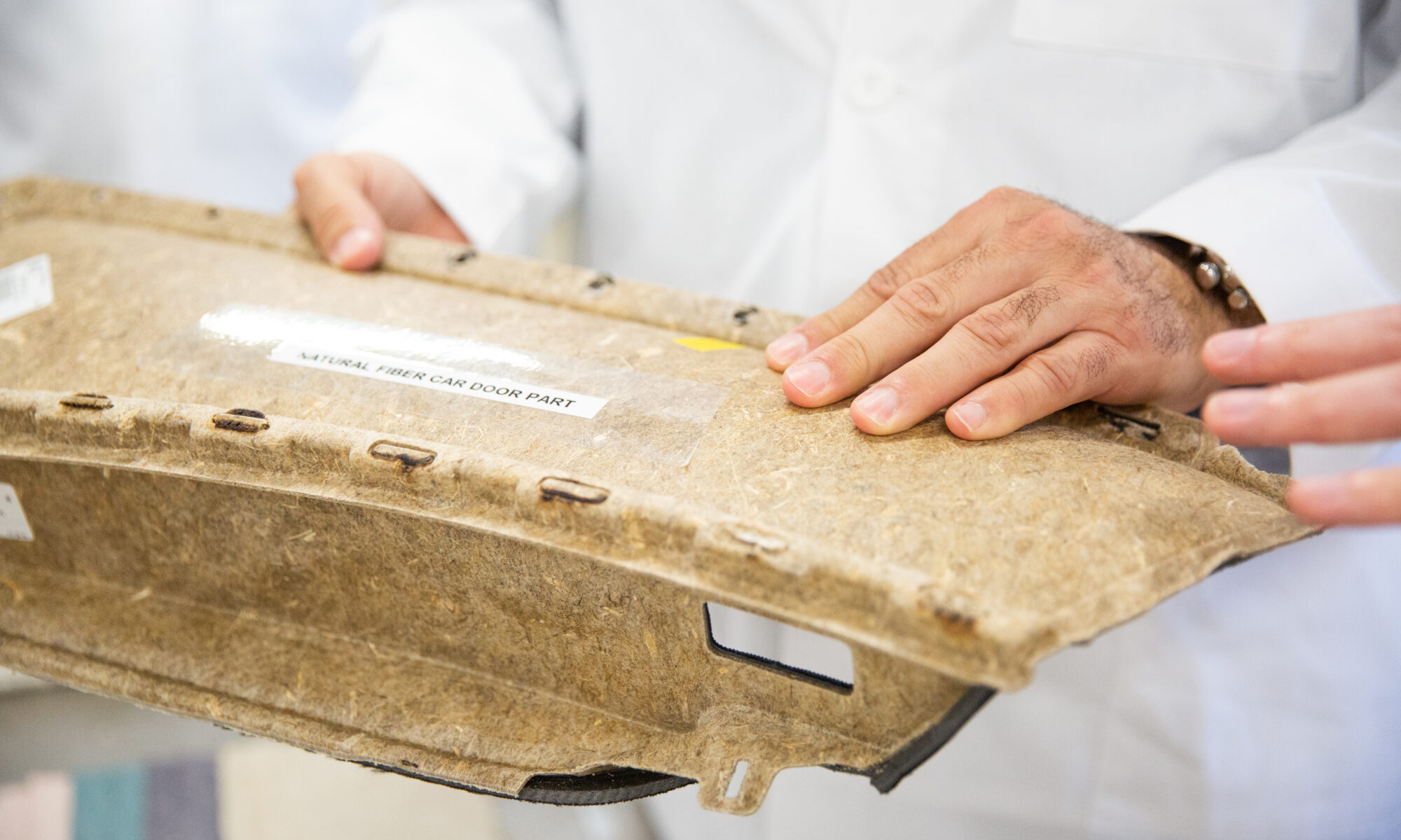 cellulose composite car part in the lab